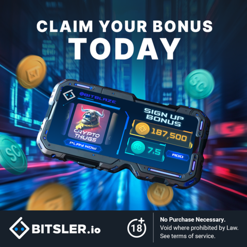 bitsler_io's tweet photo. 🚨 Claim Your Bonus TODAY! 🚨
Dive into the action with Crypto Thugs and get up to 187,500 GC + 7.5 SC just for signing up! 🎁💥

🔓 Your rewards are waiting – tap Play Now and start winning!
#Bitsler #CryptoThugs #SignupBonus #PlayToWin https://t.co/7ODFlCaPk9