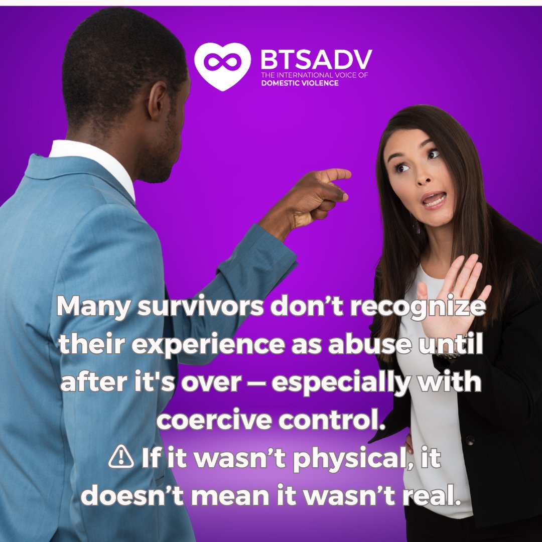 btsadv's tweet image. Many victims don’t know they’re being abused—until after it’s over. Coercive control is subtle, silent, and deadly.
#DVFacts #btsadv #CoerciveControl