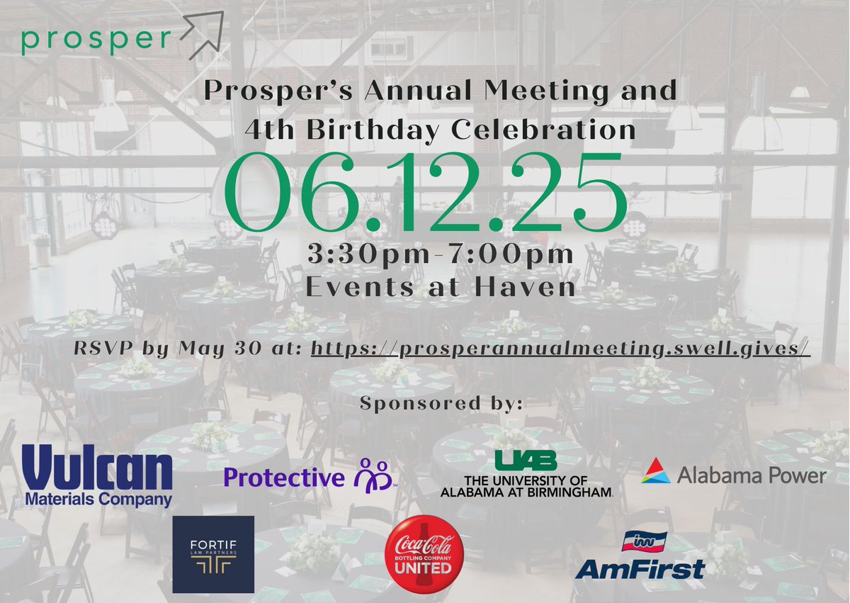 Nothing says Saturday like RSVPing for Prosper's Annual Meeting and 4th Birthday Celebration. 
Grab your tickets and we'll see you on June 12th!
prosperannualmeeting.swell.gives