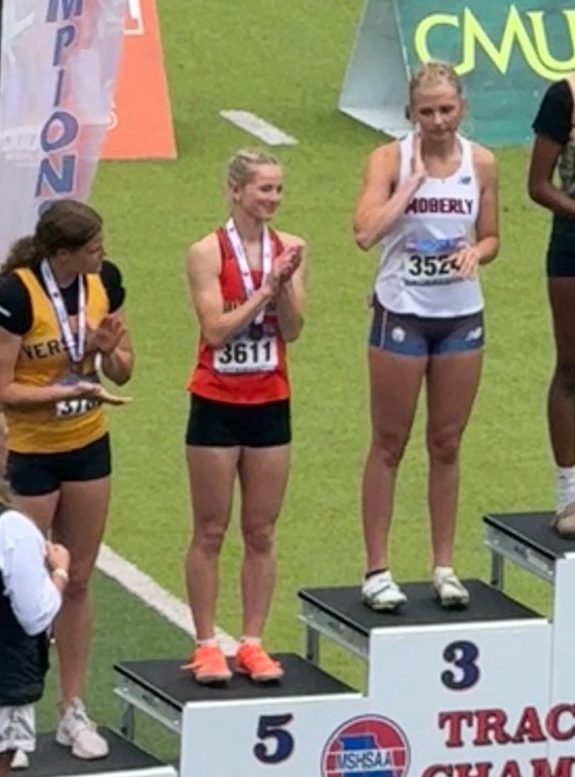 Cam Nowack finishes 5th and jumps Big PR of 5.38m 17-8 on last jump in finals to break the record set by Angie Spurgeon 5.36m 17' 7" in 2000.  She was ranked 11th coming in the meet.