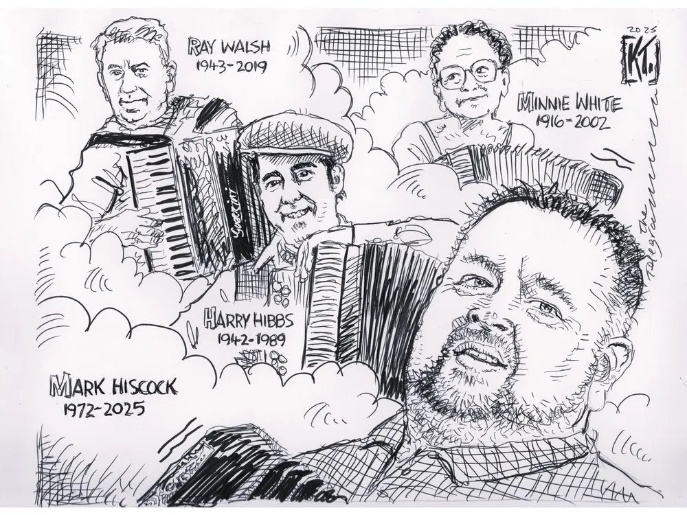 Kevin Tobin (@kevintobin58) on Twitter photo Mark Hiscock has passed away recently.
A gifted accordion player, he was a founding member of the band Shanneyganock and now joins our legendary accordion players in the Great Beyond.
Thinking of his family and loved ones.
My cartoon this week in <a href="/StJohnsTelegram/">The Telegram</a> Mark Hiscock has passed away recently.
A gifted accordion player, he was a founding member of the band Shanneyganock and now joins our legendary accordion players in the Great Beyond.
Thinking of his family and loved ones.
My cartoon this week in <a href="/StJohnsTelegram/">The Telegram</a>