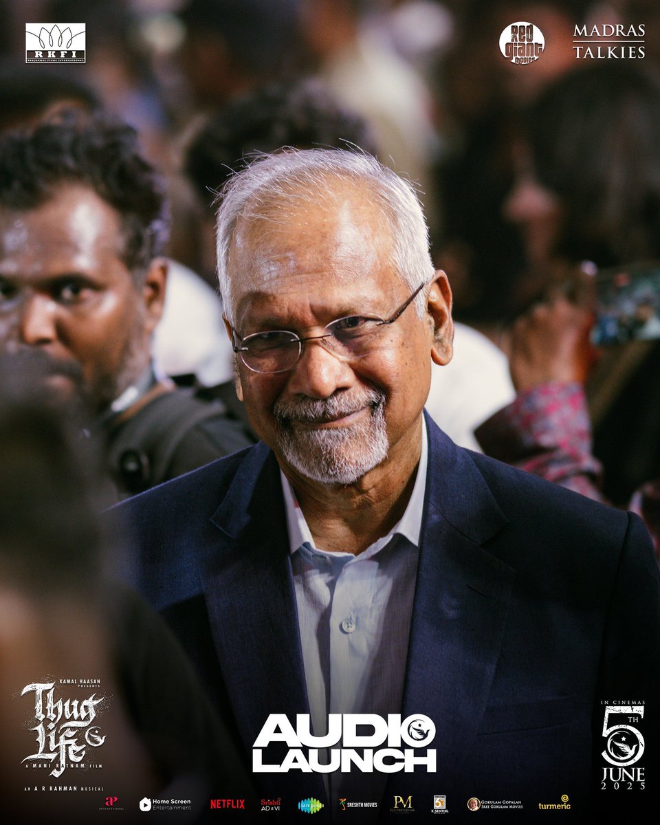 Madras Talkies (@madrastalkies_) on Twitter photo The Soul of Stories, The Spirit of Thug Life!
Director #ManiRatnam at the #ThuglifeAudioLaunch
#ThuglifeAudioLaunch
#ThuglifeFromJune5 #KamalHaasan #SilambarasanTR
A #ManiRatnam Film
An <a href="/arrahman/">A.R.Rahman</a> Musical
<a href="/ikamalhaasan/">Kamal Haasan</a> <a href="/SilambarasanTR_/">Silambarasan TR</a> #Mahendran <a href="/bagapath/">Siva Ananth</a> <a href="/trishtrashers/">Trish</a> The Soul of Stories, The Spirit of Thug Life!
Director #ManiRatnam at the #ThuglifeAudioLaunch
#ThuglifeAudioLaunch
#ThuglifeFromJune5 #KamalHaasan #SilambarasanTR
A #ManiRatnam Film
An <a href="/arrahman/">A.R.Rahman</a> Musical
<a href="/ikamalhaasan/">Kamal Haasan</a> <a href="/SilambarasanTR_/">Silambarasan TR</a> #Mahendran <a href="/bagapath/">Siva Ananth</a> <a href="/trishtrashers/">Trish</a>