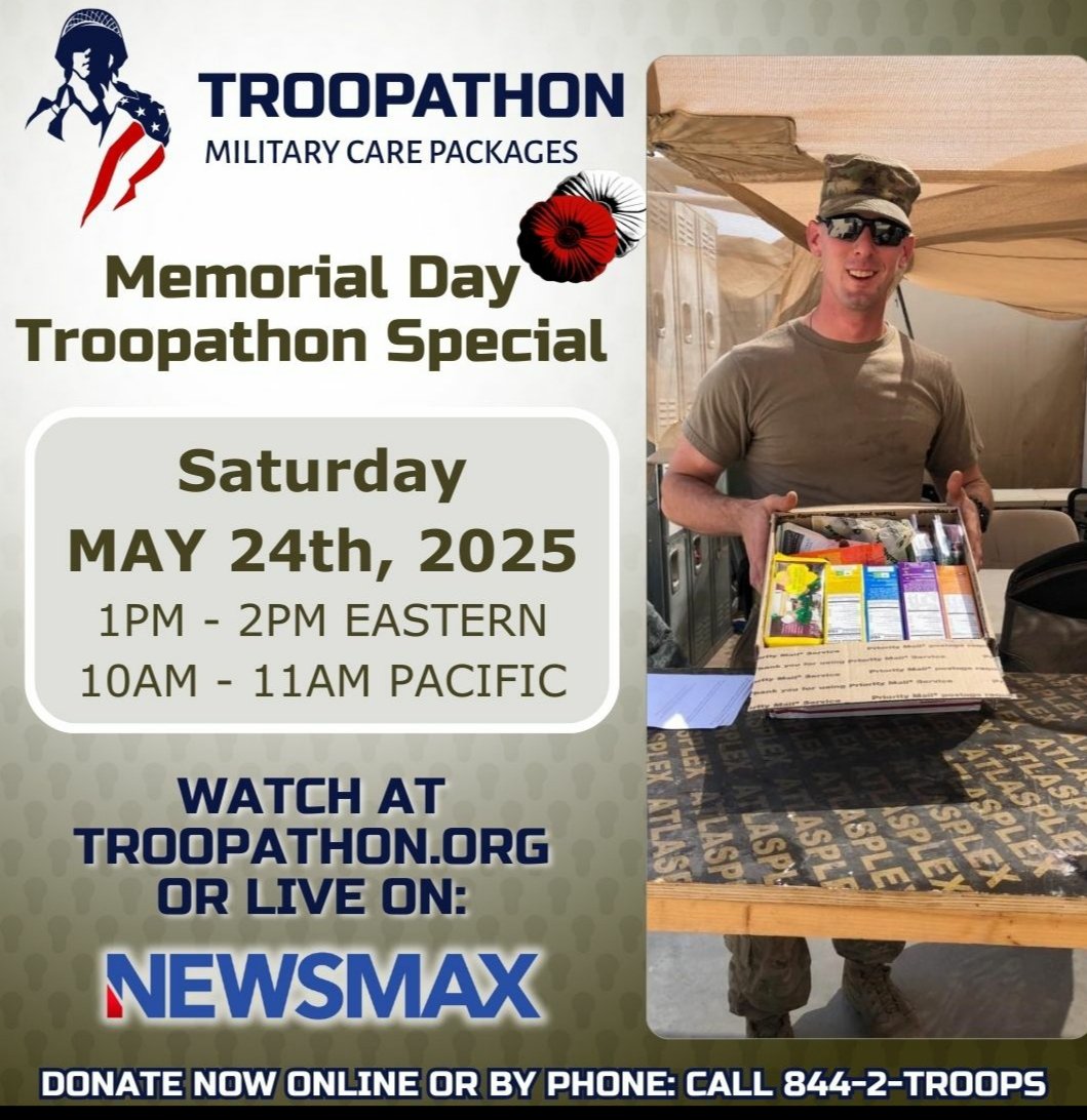 troopathon's tweet image. Join us today as we celebrate our troops and all they sacrifice for us! Remembering those brave souls who have given all to serve their country #MemorialDayWeekend #supportourtroops