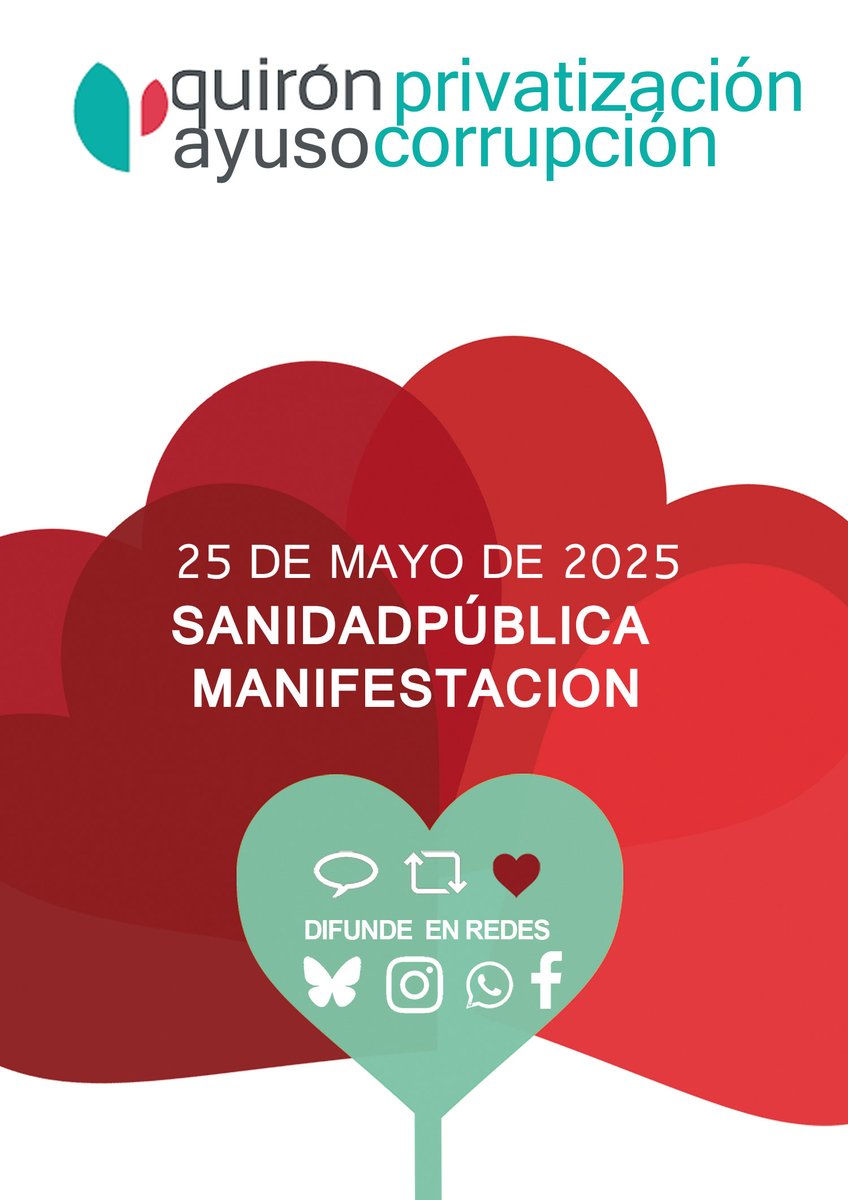 El domingo 25 mueve y moviliza en defensa de la #SanidadPublica.
Una sanidad publica de calidad y universal.
Que tu salud no dependa de tu posicion economica ni de tu origen .
Es hora de cuidar a quien nos cuida!!
Difunde y apoya. Salud!!!