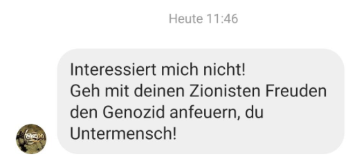 TobiasHuch's tweet image. Der Berliner Rapper #Herzog030 (instagram.com/herzog030) beschimpft einen Ex-Fan, der sich gegen #Hamas-Propaganda stellt als "#Untermenschen". 
Er nutzt bewusst ein Wort der #Nazis, mit dem #Juden das Recht auf Leben abgesprochen wurde und welches für den #Holocaust steht.
