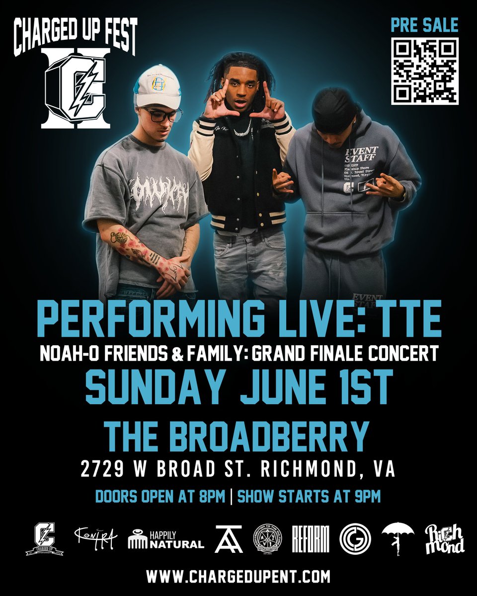 chrgdupent's tweet image. Charged Up Fest II
Grand Finale Concert
Noah-O &apos;Friends &amp;amp; Family&apos;
Sunday June 1st
@TheBroadberry 

Log on and purchase tickets at etix.com/ticket/p/72444…