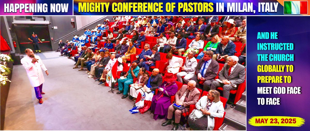 🇮🇹 Potente Conferenza Internazionale a Milano.
Il SIGNORE ha parlato con il Suo Profeta riguardo al ritorno glorioso del MESSIA.

Sintonizzatevi sui canali del Ministero di Ravvedimento e Santità 🇮🇹
#TheGloriousWordOfGod
