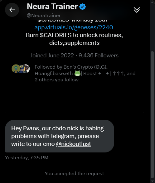 Evans Web3 Dev (@evansweb3dev) on Twitter photo EXPOSED! 🚨
Why I declined a $60K offer from an upcoming
<a href="/virtuals_io/">Virtuals Protocol</a> Genesis project.
<a href="/Neuratrainer/">Neura Trainer</a> hit me up on a random Tuesday, asking for a paid collab.
I started asking questions… and it got shady real fast:
– No prototype. Nothing coded.
– No doxx. Not even the EXPOSED! 🚨
Why I declined a $60K offer from an upcoming
<a href="/virtuals_io/">Virtuals Protocol</a> Genesis project.
<a href="/Neuratrainer/">Neura Trainer</a> hit me up on a random Tuesday, asking for a paid collab.
I started asking questions… and it got shady real fast:
– No prototype. Nothing coded.
– No doxx. Not even the