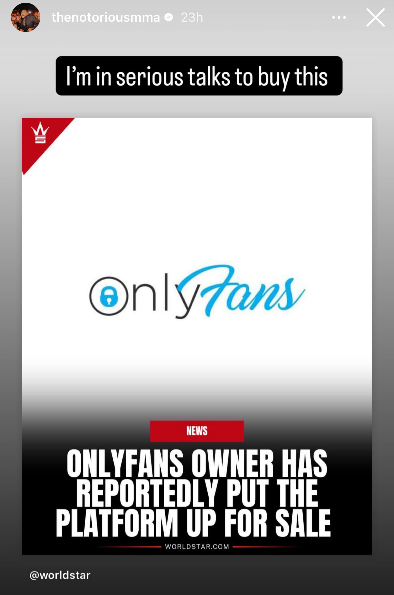 Damon Martin on X: Conor McGregor says hes in talks to potentially buy  OnlyFans, per his IG The owner is looking to sell with a reported asking  price of $1.46 billion and