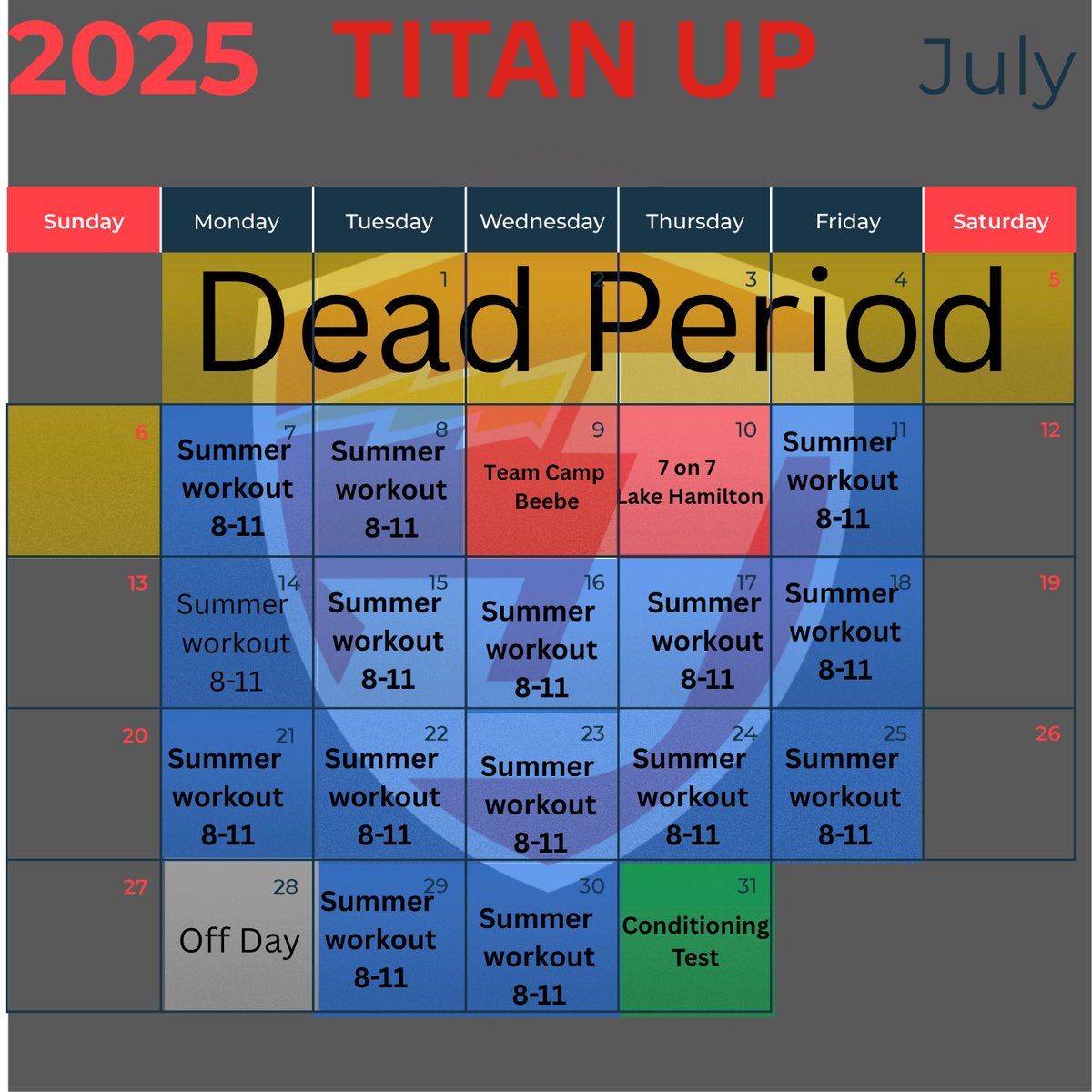 Here’s the summer Schedule for the Titans. It’s time to #TitanUp It’s #SameButDifferent.
