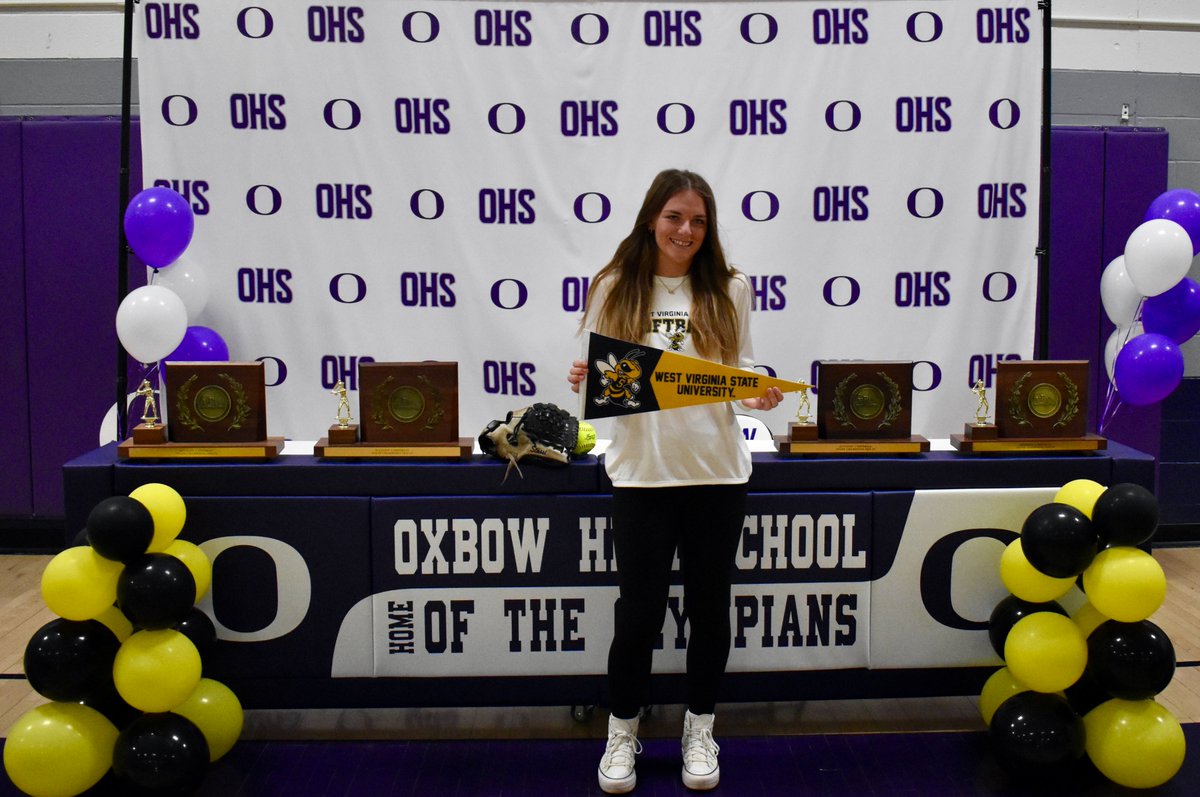 OxbowHS's tweet photo. Congrats to Oxbow High School senior Anastase Bourgeois on signing her commitment letter to play softball at West Virginia State U!  Her hard work and dedication have led her to this exciting opportunity.  Best of luck, Anastase- West Virginia State is lucky to have you!🥎🎉 https://t.co/fen5ali1HW