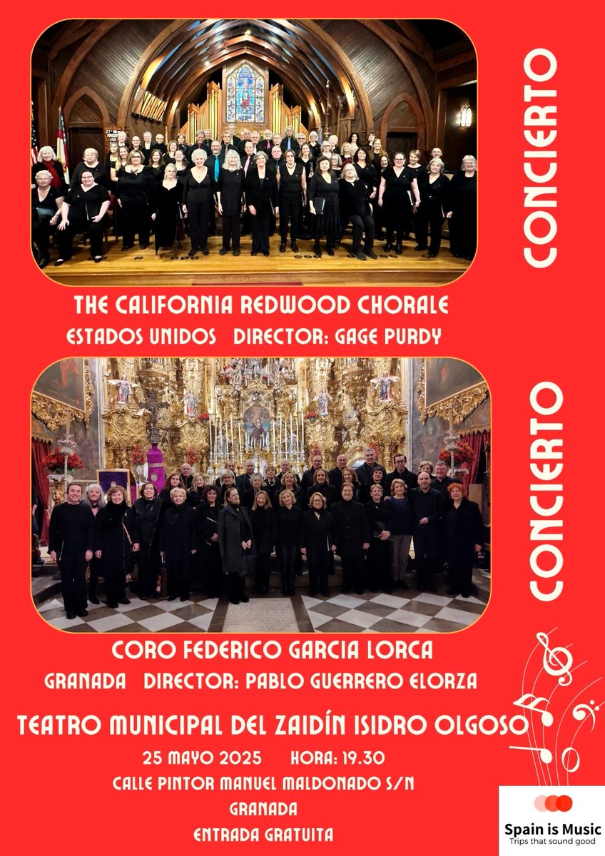 Otra sugerencia para el DOMINGO 25 de MAYO, un encuentro coral con uno de nuestros coros federados, el Coro Federico García Lorca, como participante. Será a las 19:30 en el Teatro Municipal Isidro Olgoso, con entrada libre...
#Coros #encuentrocoral