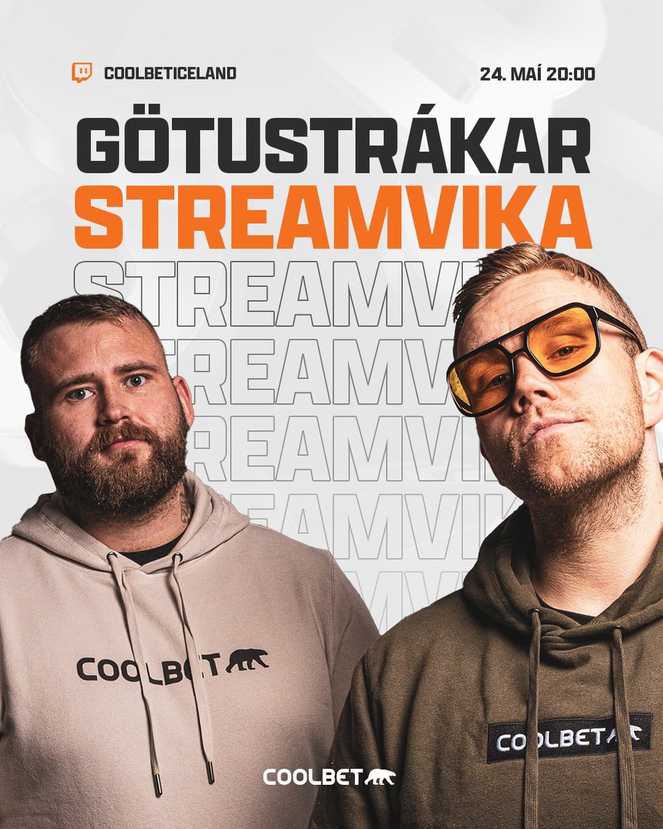 🎰STREAMVIKA COOLBET // GÖTUSTRÁKAR - CASINO STREAM🎰

Þá er komið að seinasta casino stream-inu í vikunni! Ronni og Jeppi byrja að spinna kl. 20:00 í kvöld🔥

Ekki missa af þessu⬇️
twitch.tv/coolbeticeland