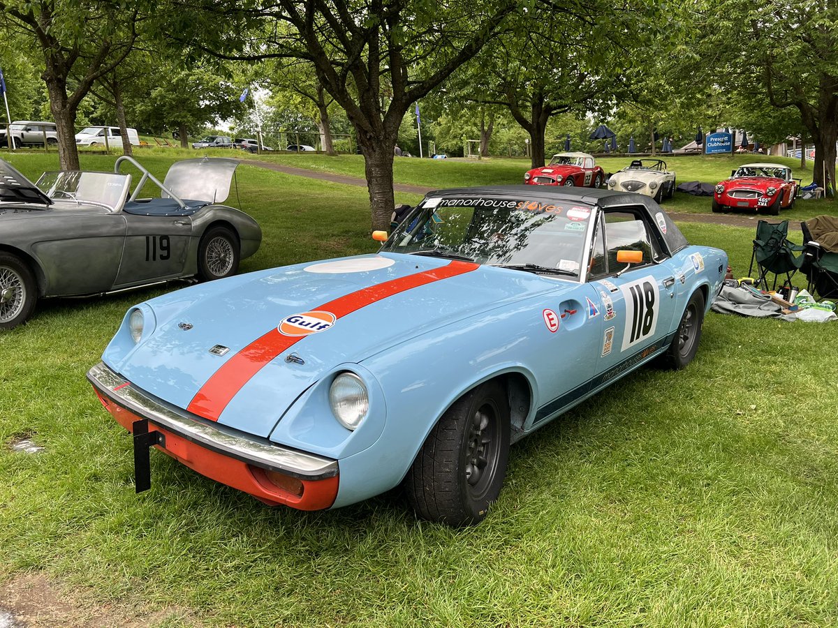 Marc_Allum's tweet image. Enjoyable day at Prescott Historique and liking this race-ready Jensen Healey with about 240bhp under the bonnet. 

Great also to catch up with @aohe As always, doing great work for the classic motoring world. 

@PrescottHClimb @BugattiTrust