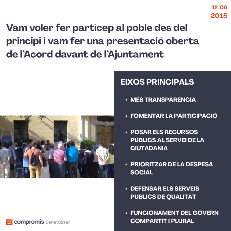 CompromisBntssr's tweet photo. 12 de juny de 2015
→ Presentació de l'Acord per la Governabilitat https://t.co/YCZhMXrJxB