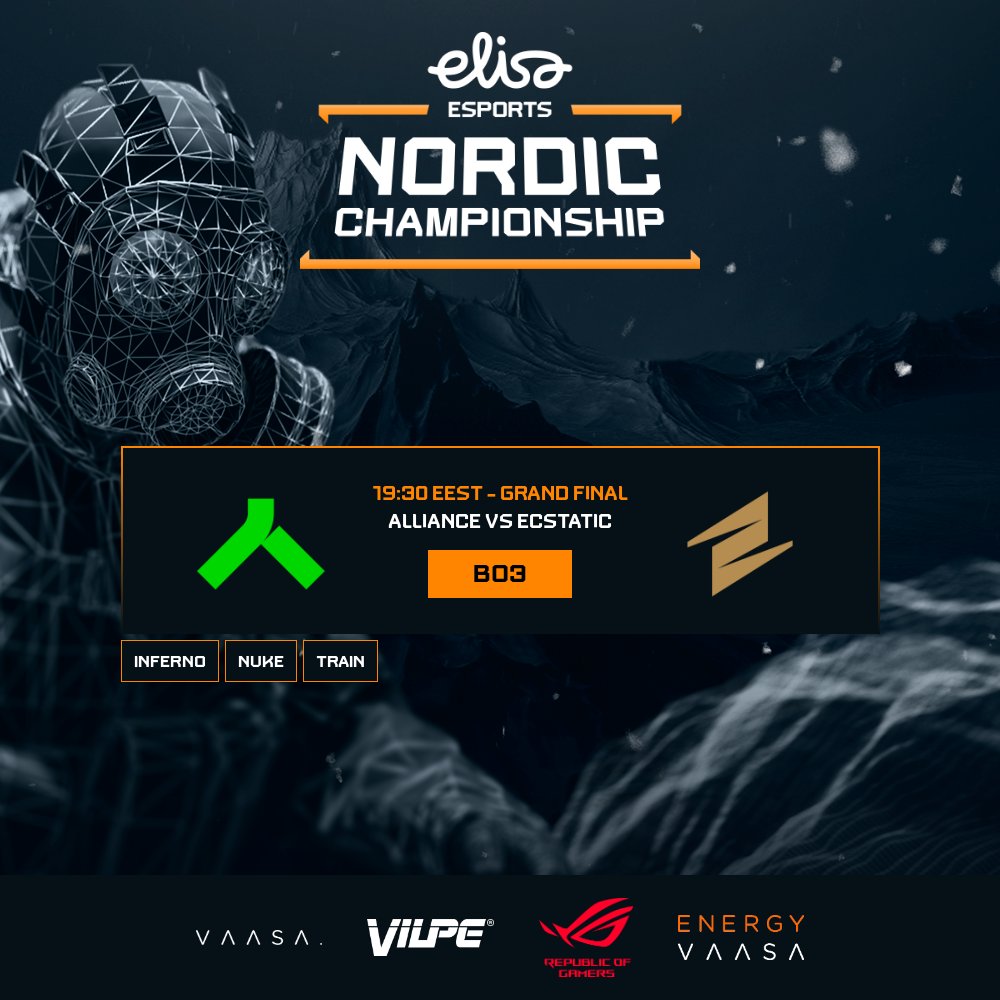 Elisa Esports (@elisaesports) on Twitter photo And the Grand Final between <a href="/theAllianceGG/">Alliance</a> and <a href="/ecstaticCS/">ECSTATIC ⚡️</a> starts! Who will take home the grand prize of $50,000? Playing on Inferno, Nuke and Train, tune in to find out! 💥 💥
📺🇬🇧 twitch.tv/elisaesports
📺🇫🇮 twitch.tv/elisaviihdespo…
📷: <a href="/OfficialAllode/">Janne Maljanen</a>
#ElisaNordic And the Grand Final between <a href="/theAllianceGG/">Alliance</a> and <a href="/ecstaticCS/">ECSTATIC ⚡️</a> starts! Who will take home the grand prize of $50,000? Playing on Inferno, Nuke and Train, tune in to find out! 💥 💥
📺🇬🇧 twitch.tv/elisaesports
📺🇫🇮 twitch.tv/elisaviihdespo…
📷: <a href="/OfficialAllode/">Janne Maljanen</a>
#ElisaNordic