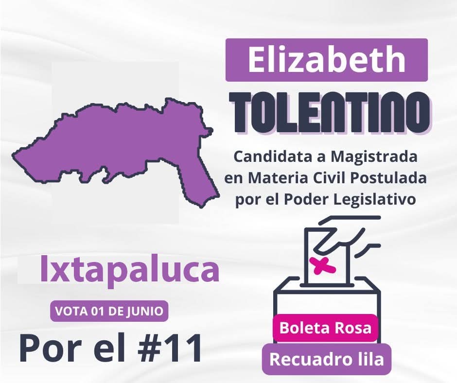 ElizabethTolenD's tweet photo. 📍EdoMéx Circuito 2
🗓 Vota el 1 de junio
🗳 Boleta Rosa | Recuadro lila
🔢 Marca el #11
¡Tu confianza es mi motor para seguir construyendo un mejor futuro para todas y todos! 💜 "Servir con Justicia es y siempre será mi compromiso contigo". https://t.co/9xiDIfY4Vv