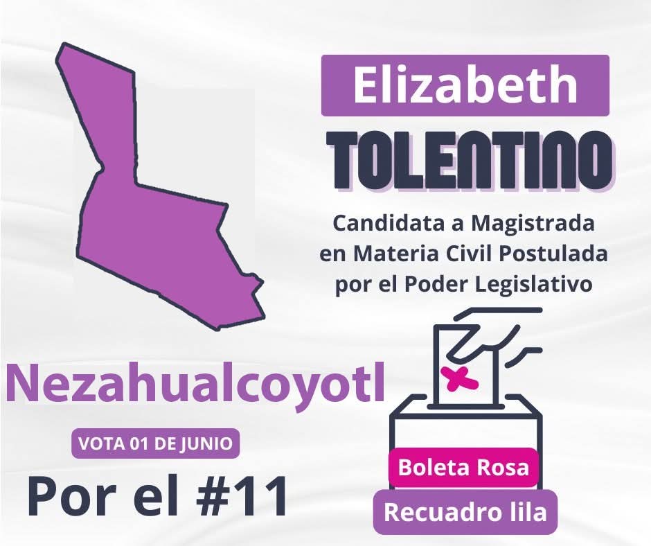 ElizabethTolenD's tweet photo. 📍EdoMéx Circuito 2
🗓 Vota el 1 de junio
🗳 Boleta Rosa | Recuadro lila
🔢 Marca el #11
¡Tu confianza es mi motor para seguir construyendo un mejor futuro para todas y todos! 💜 "Servir con Justicia es y siempre será mi compromiso contigo". https://t.co/9xiDIfY4Vv