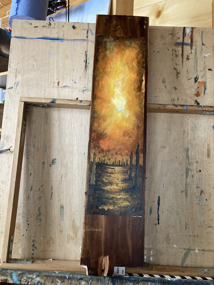 MacleanArtist's tweet image. Callanish Sunset on reclaimed wood approx 5x23 inches #art #callanish #stones #artwork #reuse #recycle #repurpose #artwork #painting #artist #painter #sunset #sunsetart #wood #wooden #paint #scottish #scotland