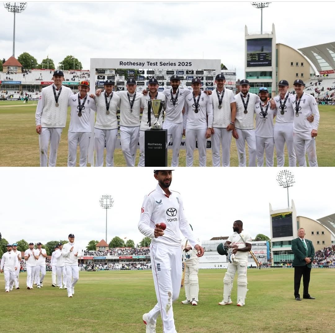 nishantdravid73's tweet photo. #England beat #Zimbabwe
Only #TrentBridge Test by an innings & 45 runs 🏏
#ENG - 565/6
#ZIM - 265 & 255
Player of the Match - #ShoaibBashir (3/62 & 6/81)
#ENGvZIM #ENGvsZIM #EnglandCricket #ZimbabweCricket #TestCricket #CricketTwitter #CricketNews https://t.co/gV4UcT3ok5