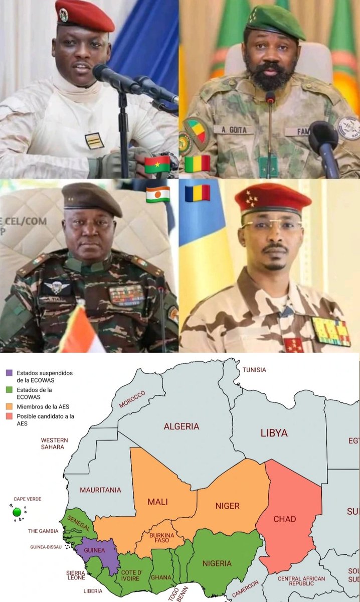 🔴 ÚLTIMA HORA #SAHEL | 🇹🇩 Chad cerca de unirse a la Alianza de Estados del Sahel.

💥 Chad se estaría preparando para unir fuerzas con Malí, Níger y Burkina Faso en la AES.

🇲🇱🇳🇪🇧🇫 Medios locales afirman que las cuatro juntas militares están en negociaciones.
