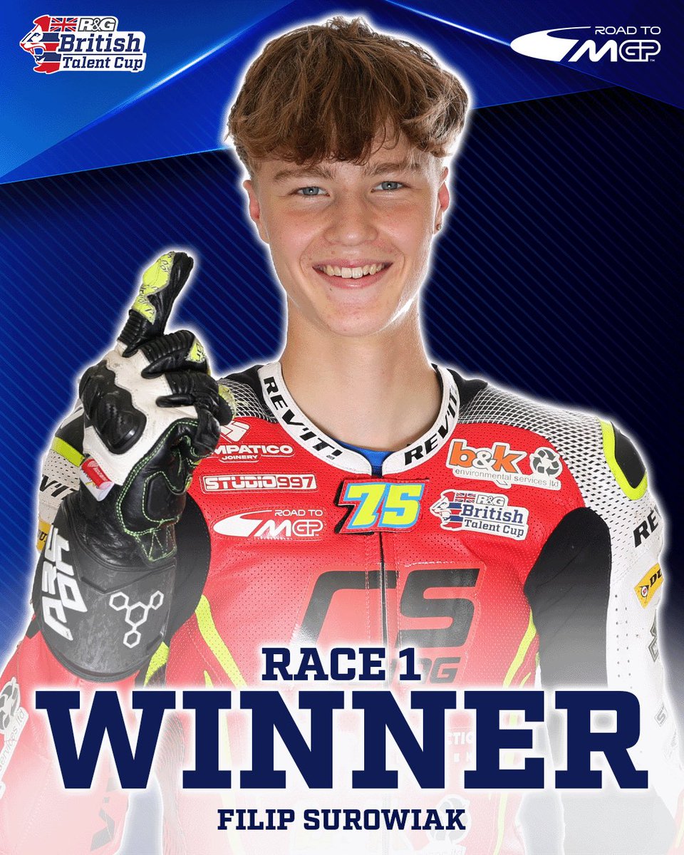 THIRD WIN IN A ROW after an impressive last lap battle! 🚀 🥇

#RoadToMotoGP #BritishTalentCup #BritishGP