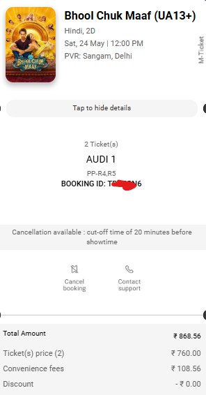 kaniik's tweet image. Just saw Bhool Chuk Maaf — what a ride! 🎬 Booked tickets with crypto via @P2Pdotme on BookMyShow.

 Seamless process, big shoutout to @P2Pdotme! 🙌 

Order ID: 4744

#P2Pdotme #BookMyShow