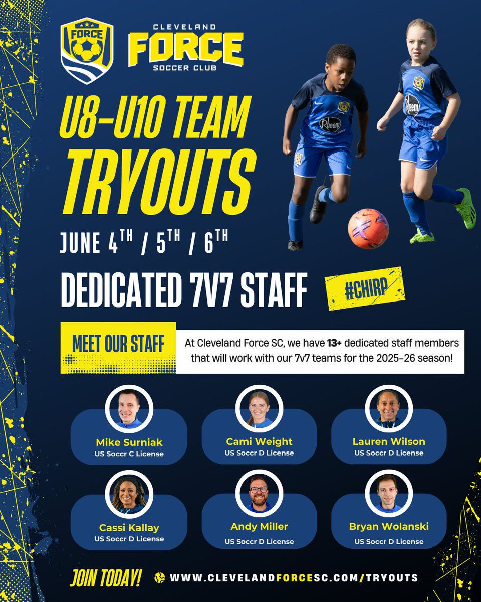 ClevForceSC's tweet photo. Join Ohio’s most accomplished youth program led by our experienced &amp; dedicated 7v7 Cleveland Force Staff!

Our 13+ staff members will focus on how to develop each of our athletes to reach their maximum potential! 

https://t.co/TorNViBbiv https://t.co/fjFBiLXHo8