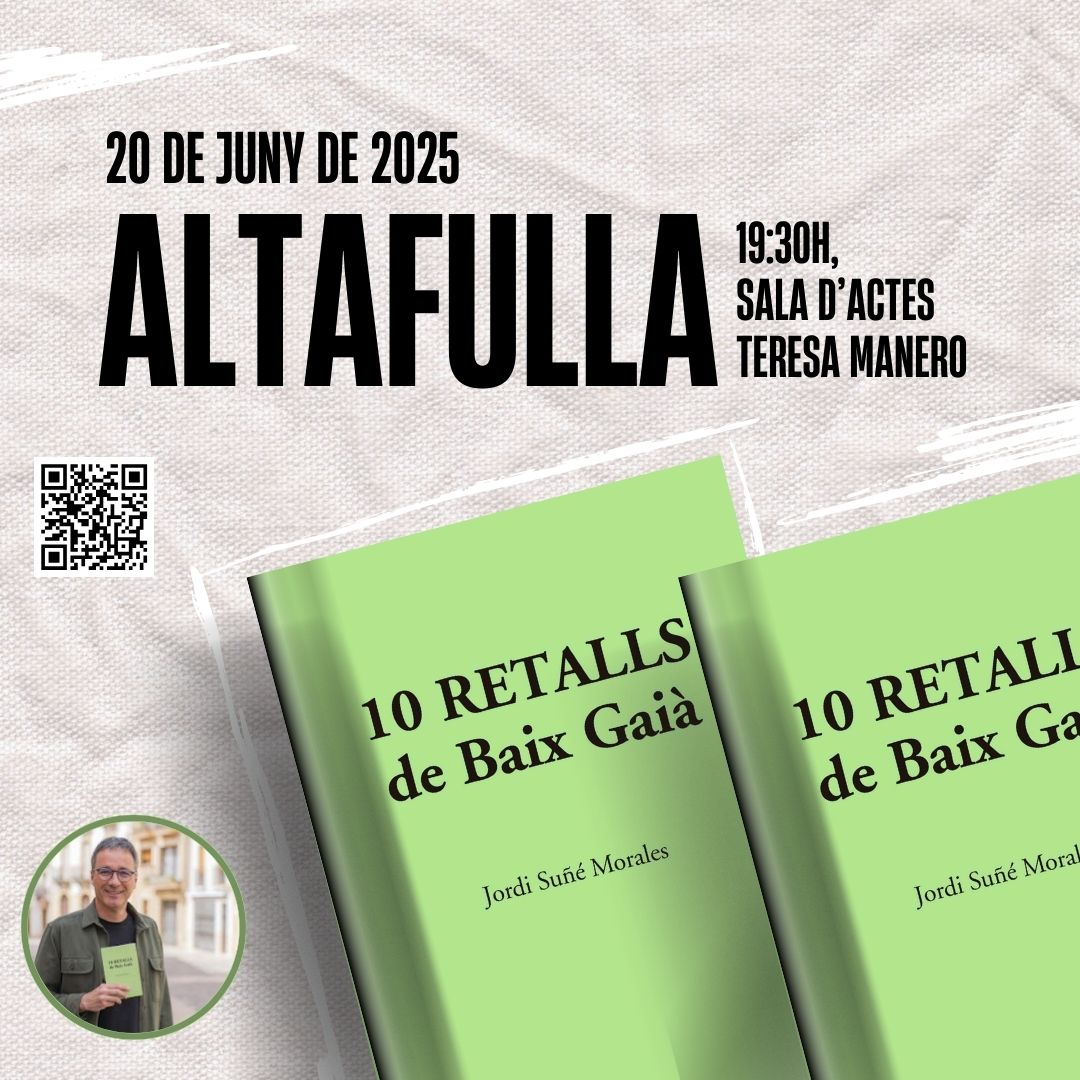Centre d'Estudis d'Altafulla (@cestudaltafulla) on Twitter photo Anoteu a l'agenda:
20 de juny de 2025 teniu una cita a la sala Teresa Manero d' #Altafulla a les 19:30h, on el torrenc <a href="/JordiSune/">Jordi SUÑÉ</a> ens presentarà el seu llibre "10 RETALLS de Baix Gaià"
👉 cestudisaltafulla.cat/10-retalls-de-…
#CentreEstudisAltafulla #BaixGaià <a href="/AltafullaRadio/">Altafulla Ràdio</a> <a href="/OnaLaTorre/">Ona la Torre 107.0FM</a> Anoteu a l'agenda:
20 de juny de 2025 teniu una cita a la sala Teresa Manero d' #Altafulla a les 19:30h, on el torrenc <a href="/JordiSune/">Jordi SUÑÉ</a> ens presentarà el seu llibre "10 RETALLS de Baix Gaià"
👉 cestudisaltafulla.cat/10-retalls-de-…
#CentreEstudisAltafulla #BaixGaià <a href="/AltafullaRadio/">Altafulla Ràdio</a> <a href="/OnaLaTorre/">Ona la Torre 107.0FM</a>