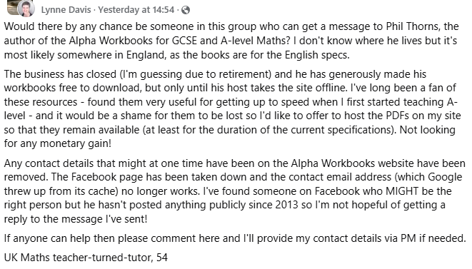 DM me if you do know the contact of Phil Thorns and I can forward on to Lynne.