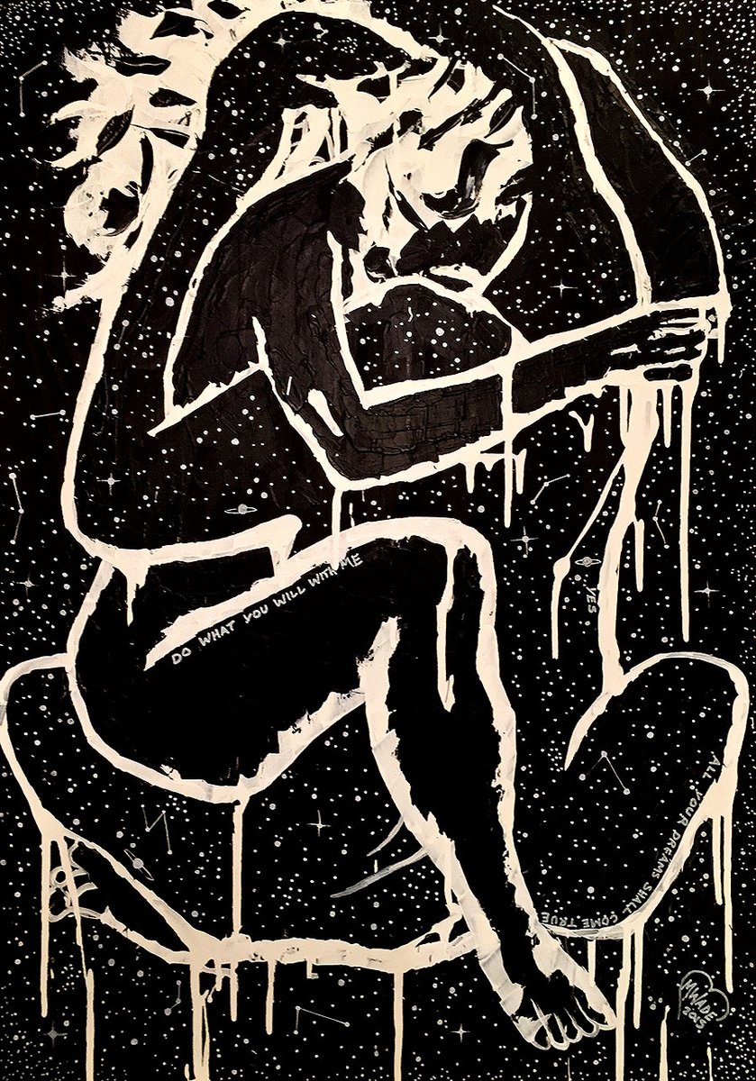 wadecreate's tweet image. All is Thought, All is Mind, All is Granted | This piece is a meditation on manifestation, consciousness, and cosmic self-love. Black &amp;amp; white with layered texture, it imagines the universe as a living force—hugging itself, or embracing the dreamer within. wadecreate.com/shop-originals…