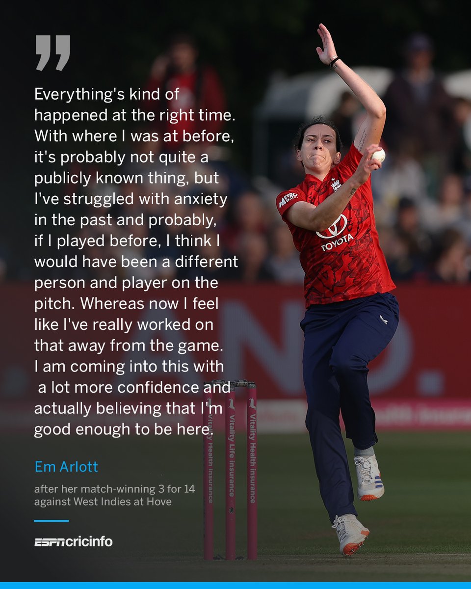 Having battled with anxiety and waited four years from her first call-up to her England debut, Em Arlott proved she belongs 💙

Read more: bit.ly/4kxWbif