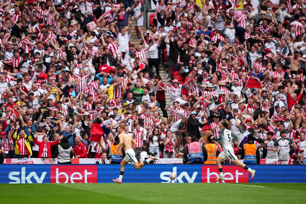 NathanAlbon's tweet image. #safc | Sunderland are the first team to come from behind to win a Championship play-off final since Blackpool beat Cardiff 3-2 in 2010.