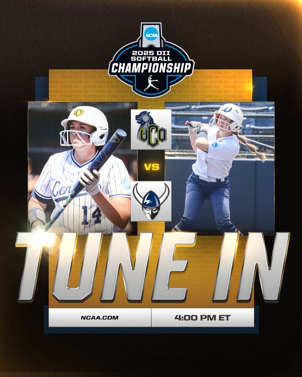 NCAA Division II (@ncaadii) on Twitter photo 𝐀 𝐒𝐩𝐨𝐭 𝐢𝐧 𝐭𝐡𝐞 𝐒𝐞𝐦𝐢𝐟𝐢𝐧𝐚𝐥𝐬 𝐢𝐬 𝐮𝐩 𝐟𝐨𝐫 𝐆𝐫𝐚𝐛𝐬❗️
Game 9 of the #D2SB Championship
No. 3 <a href="/ucoathletics/">UCO Bronchos</a> 🆚 No. 8 <a href="/WWUAthletics/">WWU Athletics</a>
🕓: 4:00 PM ET
🥎: on.ncaa.com/25D2SBsp
📊/📺: on.ncaa.com/0524D2SBv9
#D2SB | #MakeItYours 𝐀 𝐒𝐩𝐨𝐭 𝐢𝐧 𝐭𝐡𝐞 𝐒𝐞𝐦𝐢𝐟𝐢𝐧𝐚𝐥𝐬 𝐢𝐬 𝐮𝐩 𝐟𝐨𝐫 𝐆𝐫𝐚𝐛𝐬❗️
Game 9 of the #D2SB Championship
No. 3 <a href="/ucoathletics/">UCO Bronchos</a> 🆚 No. 8 <a href="/WWUAthletics/">WWU Athletics</a>
🕓: 4:00 PM ET
🥎: on.ncaa.com/25D2SBsp
📊/📺: on.ncaa.com/0524D2SBv9
#D2SB | #MakeItYours