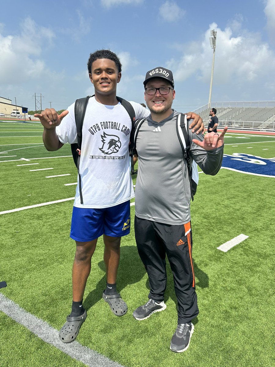 I appreciate the camp invite <a href="/CoachShaw_Jake/">Jake Shaw</a>. Thank you for the feedback and I’m looking forward to building a relationship with the <a href="/UTPBFootball/">UTPB Football</a> organization.