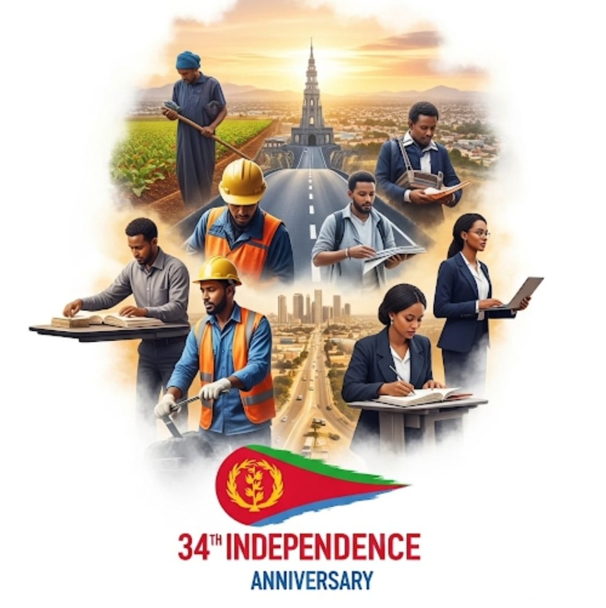 Happy 34th Independence Day, #Eritrea aka The Can-Do Nation ኣብ መኸተ ልምዓት! #መስመርና_ድርዕና  #OurCohesionOurArmour #EritreaPrevails