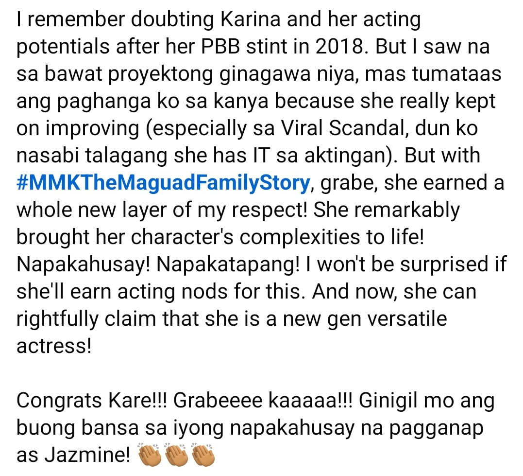 Miss France Sajorda (@princessfrance) on Twitter photo Pagbati sa iyong napakahusay na pagganap sa #MMKTheMaguadFamilyStory, <a href="/MissKareee/">Karina Bautista</a> 👏🏽👏🏽👏🏽 Pagbati sa iyong napakahusay na pagganap sa #MMKTheMaguadFamilyStory, <a href="/MissKareee/">Karina Bautista</a> 👏🏽👏🏽👏🏽