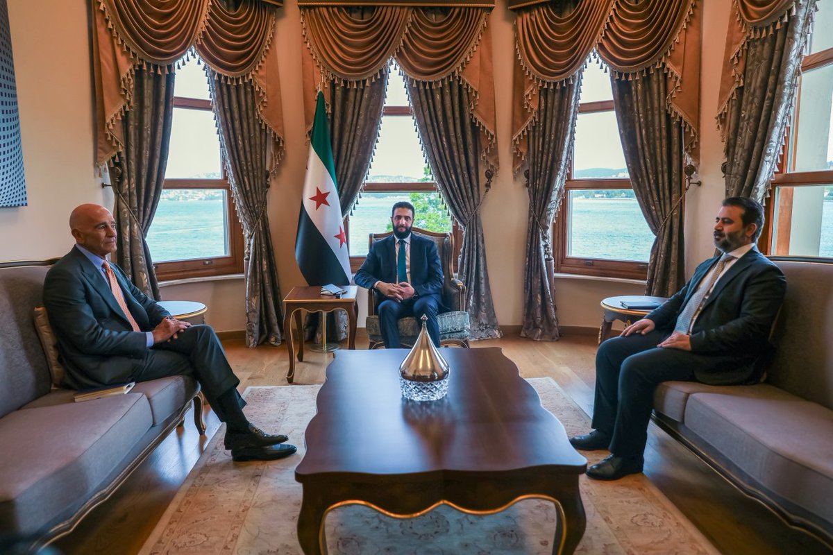 President Ahmad Al-Sharaa and Foreign Minister Asaad Al-Shibani met with the U.S Special Envoy to Syria Tom Barrack, on the sidelines of visiting the Turkish Republic .