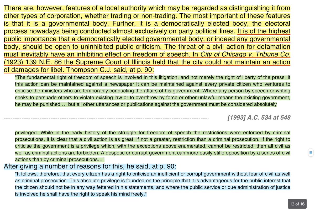 Public Authorities/Bodies cannot sue for defamation.  See attached case. 

“It is of the highest public importance that a democratically elected governmental body, or indeed any governmental body, should be open to uninhibited public criticism. The threat of a civil action for