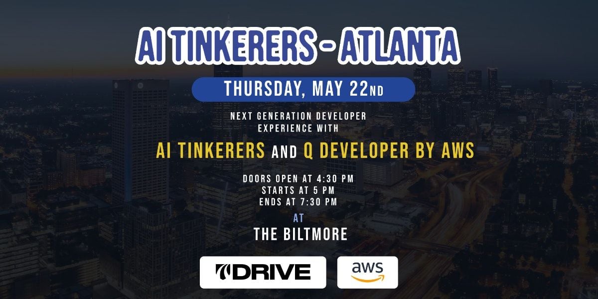 jheitzeb's tweet image. Atlanta friends —
If you’re building with LLMs, join us May 22 @ The Biltmore for an evening w/ AWS’s Q Developer.
💻 Hands-on dev workflow
🤝 Network with LLM pros
🎯 Sponsored by AWS + Drive Capital
🔗 buff.ly/U3EGlTL
#AITinkerers #AWSQDeveloper #AIInfra