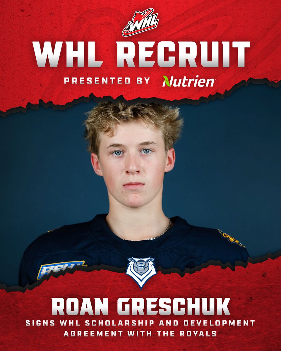 Western Hockey League (@thewhl) on Twitter photo The <a href="/victoriaroyals/">Victoria Royals</a> have announced they've signed 2010-born defenceman Roan Greschuk to a WHL Scholarship and Development Agreement.
Greschuk was the 19th overall selection in the 2025 WHL Prospects Draft.
📝 | tinyurl.com/4fwkhp9z The <a href="/victoriaroyals/">Victoria Royals</a> have announced they've signed 2010-born defenceman Roan Greschuk to a WHL Scholarship and Development Agreement.
Greschuk was the 19th overall selection in the 2025 WHL Prospects Draft.
📝 | tinyurl.com/4fwkhp9z
