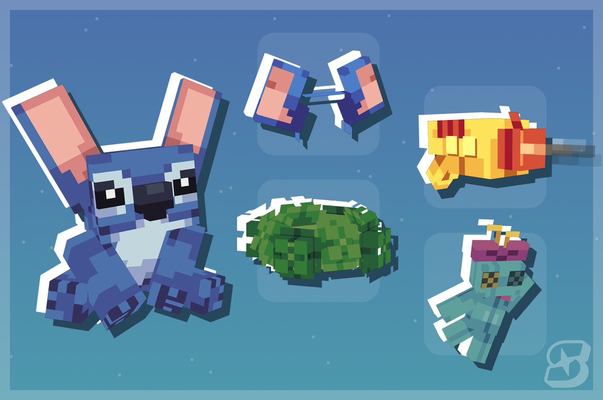 "Ohana means family. Family means nobody gets left behind, or forgotten " 🌺 

#minecraft #lowpoly #pixelart #blockbench #stitch #LiloandStitch