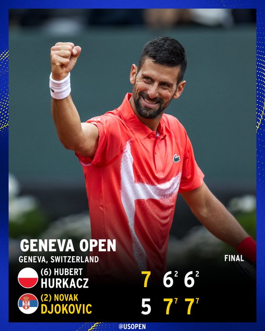 Djokovic defeats Hurkacz 5-7. 7-6. 7-6