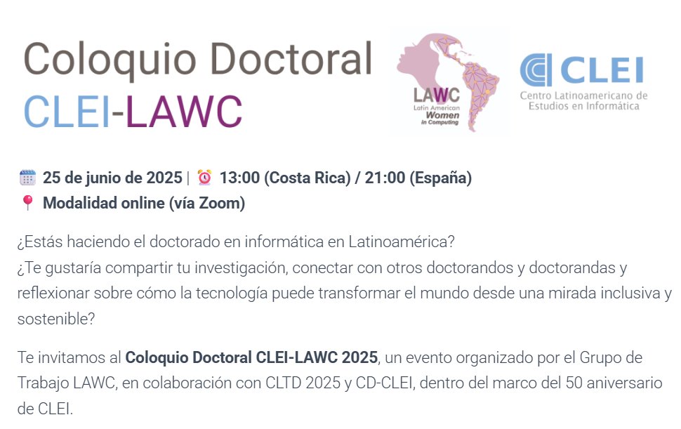 Coloquio Doctoral CLEI-LAWC 2025 clei.org/2025/05/24/col…