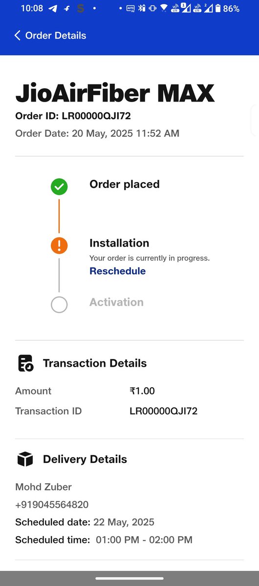 mzuber786's tweet photo. @JioCare Customer care number says ur order is rejected please look into it soon as possible https://t.co/4qDmyfqTSc