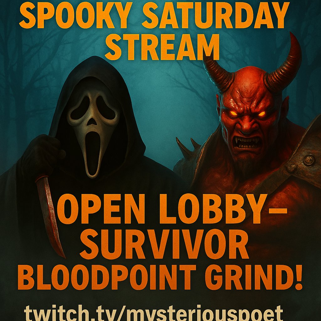 MPoetjuh's tweet photo. Back in the fog for a spooky Saturday! 🎮 Playing Survivor, farming bloodpoints &amp; chilling with an open lobby.
🕗 20:00 CEST
🔴 https://t.co/ExCUFAGrox
#DeadByDaylight #SurvivorGrind #OpenLobby #SteveToP100 #ChaosInTheFog #DeadByDaylight #2v8Mode #ShirtMySurvivor https://t.co/O6sVbGqTXu