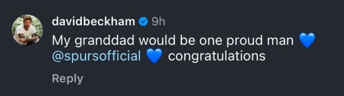 Daily_Hotspur's tweet photo. 🤍 Love this from David Beckham! https://t.co/d9lXDJsXCF