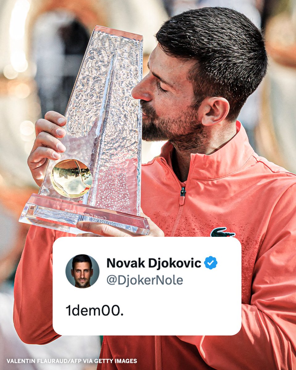 NOVAK DJOKOVIC JUST WON HIS 💯th CAREER ATP TITLE.

Still got it 😤