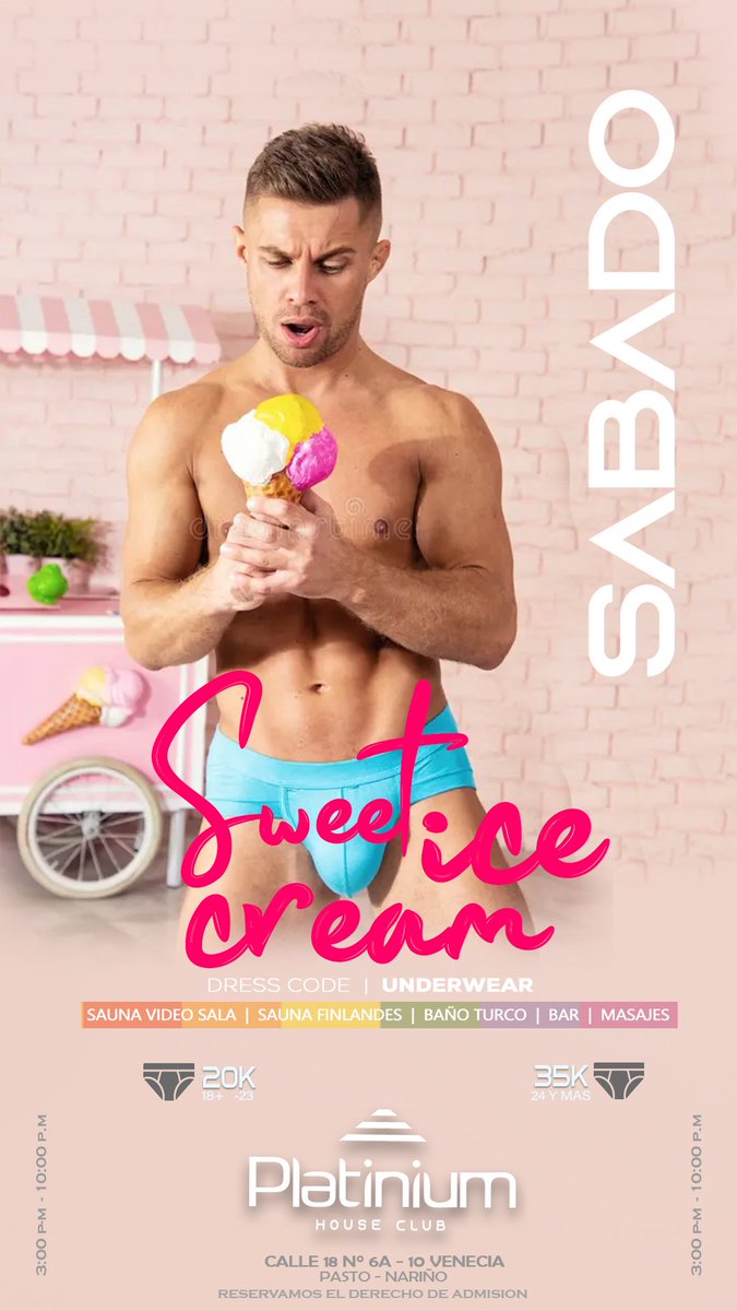 🍦SÁBADO dulce SÁBADO 🍭
Refresca el calor con un dulce helado cremoso.
#sauna 
#saunapasto 
#saunagaypasto