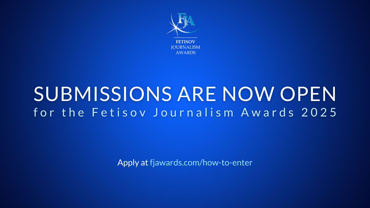 📢📢📢Submissions are now open for the 2025 #FetisovJournalismAwards!  
How to enter: fjawards.com/how-to-enter
Categories: 
🔷Outstanding Investigative Reporting 
🔷Outstanding Contribution to Peace 
🔷Excellence in Environmental Journalism 
🔷Contribution to Civil Rights
